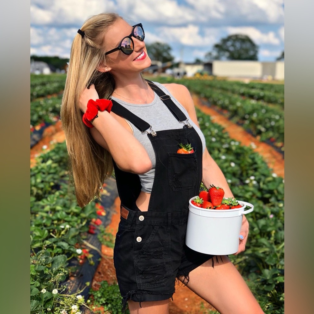 Hollister Low Rise Black Ripped Denim Overalls